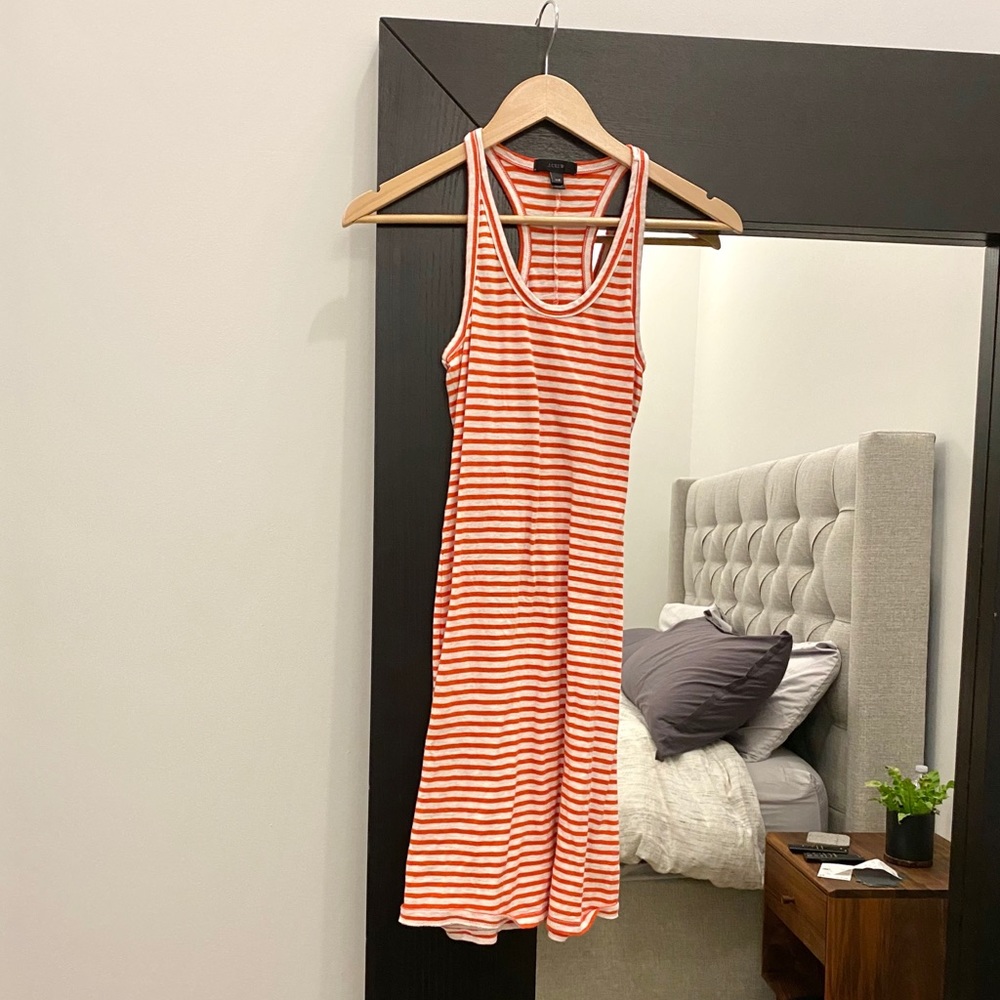 Jcrew Red Striped Cotton Dress